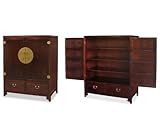 Chinese Ming-Style TV Armoire - Dark Cherry