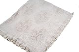 Natural Cream Fleur de Lis Afghan Throw Blanket 48 x 60 Natural Cream Fleur de Lis Afghan Throw Blanket 48 x 60
