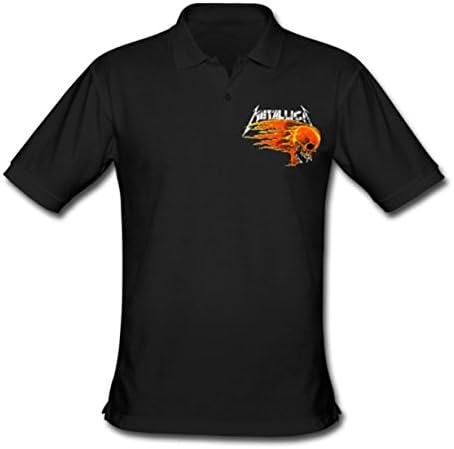 Sellergoods Fantasy Metallica Band Flaming Sun Skull Men's Gildan Polo shirt Size XS Black