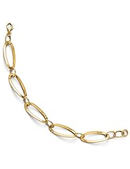 14k Yellow gold Leslies Polished & Textured Fancy Link Bracelet