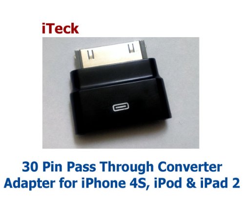 Dock Extender Converter 30-Pin Pass Through Adapter for iPhone 4, iPod & iPad 2 - Works with Dock Cables & Docks Without Removing Your Case