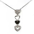 Sterling Silver CZ Necklaces - Hearts - Chain: 17"/ Height: 41mm
