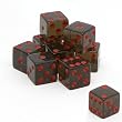 16mm 6-sided Square Cornered Translucent Dice, Smoke with Red