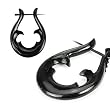 Organic Hand Carved Horn Tribal Stirrup Hanger Earring Set