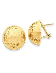 14k Yellow Gold Hammered Omega Back Post Earrings. Metal Wt- 5.59g