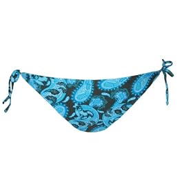 Buy 99 Degrees Side Tie Bikini Swim Bottom Turqoise Paisley Large by 99 degrees