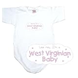BABY BODYSUIT WHITE  PINK CLOUD LOVE ME , I'M WEST VIRGINIAN  WEST VIRGINIA 6 - 9 Months