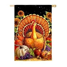 Harvest Turkey Thanksgiving House Flag