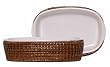 Woven Rattan Oval Basket with White Ceramic Casserole Liner 10 1/2"x6 1/2"