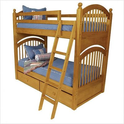 Bundle-22 Mountain River Spindle Bunk Bed with Optional Under Bunk Drawers Set