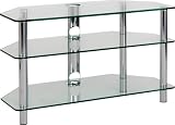 Optimum Vision TV900 3 Shelf Television Stand - Polished Chrome Rods With Clear Glass