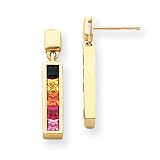 10k Multi-Colored Created Sapphire Channel Post Earrings