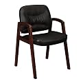 800 Series Guest Chair with Wood Arms- Black Leather