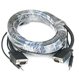 Premium 25ft HD15 M/M VGA / SVGA / UXGA with AUDIO Monitor Projector Cable Stereo 3.5mm Audio - Double Shielded UL Listed