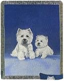 Westie West Highland White Terrier Dogs Cotton Tapestry Throw Blanket