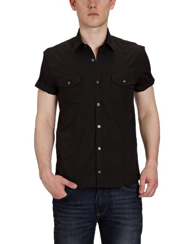 SELECTED HOMME Herren Freizeithemd Regular Fit 16020200 Low shirt ss Black, Gr. 48 (S), Sc Preisvergleich