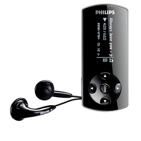 Philips SA44 2 GB Flash MP3 Player with FM Radio, B&W Display, and Built-in Rechargeable Battery (Black)