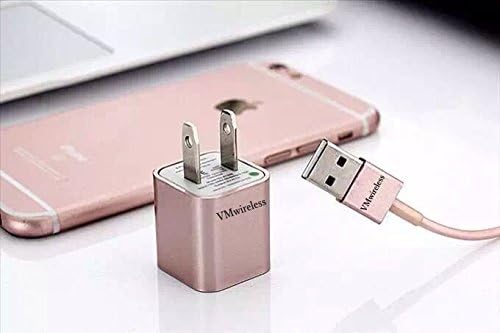 VMwireless High Quality Nylon Braided USB Cable and Wall Home CHARGER for Iphone 5/5S/5C/6/6S/6SPlus Ipod Touch 5G/NANO 7G IPAD 4, IPAD MINI/MINI 2, Ipad AIR/AIR 2, Compatible with IOS 9 (ROSEGOLD)