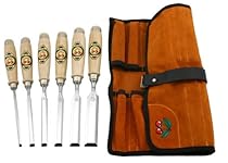 Buy Robert Larson 500-1575 Two Cherries 500-1575 6-Piece Chisel Set with Custom Leather Roll
