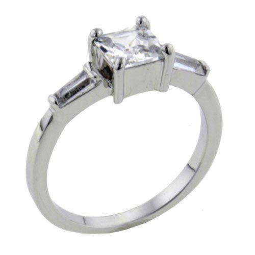 417GGJA9FTL Square Cz Baguette Accents Fashion Jewelry Sterling Silver Ring