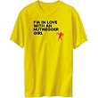 T-Shirt Mens Yellow " I AM IN LOVE WITH A Nutmegger GIRL " Usa States