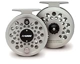 Fly Logic Premium Series Fly Fishing Fly Reel FLP345/P 3 - 4 - 5 Line Weight Aluminum Disc Drag Flyreel With Pouch - Platinum Color