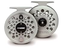 Fly Logic Premium Series Fly Fishing Fly Reel FLP345/P 3 - 4 - 5 Line Weight Aluminum Disc Drag Flyreel With Pouch - Platinum Color