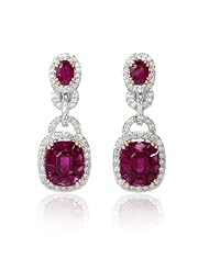 Diamond and Ruby 18k Two Tone Gold Dangle Earrings
