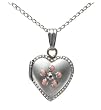 Sterling Silver Children's Pink Flower Heart Locket, 13"