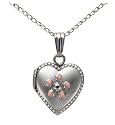 Sterling Silver Children's Pink Flower Heart Locket, 13"