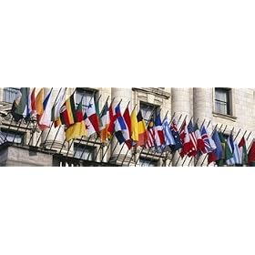 Low Angle View of the Fairmont Hotel and Flags, San Francisco, California, USA Photographic Poster Print by Panoramic Images, 36x12