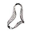 Sterling Silver Pendant - Heart - Clear Cubic Zerconia Studded Ribbon - 33mm Height