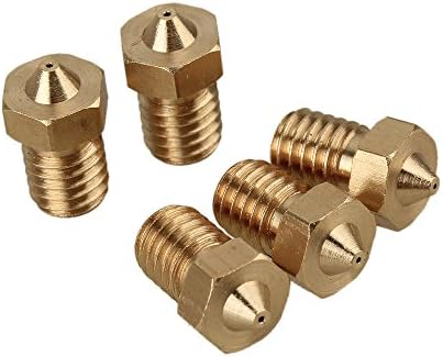 CNBTR 0.3mm Yellow Brass Nozzle 3D Printer Extruder Print Head for E3D J-head Nozzle 1.75mm Filament Pack of 5