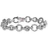 Pave' set Diamond Cut Signity® Stone Cubic Zirconia in Sterling Silver Bracelet in Horseshoe Design by Designer Michael