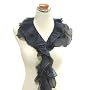 Lace & Chiffon Ruffle Scarf - Purple