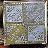 Faith, Love, Hope, Joy Natural Slate Coasters - Set of 4 - Perfect Wedding / Engagement Gift!