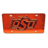 Oklahoma State Cowboys Orange Mirror License Plate W/Orange OSU & Flames