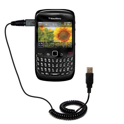 Coiled USB Cable for the Blackberry Curve 8500 with Power Hot Sync and Charge capabilities - uses Gomadic TipExchange Technology