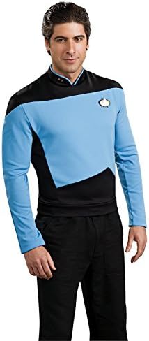 Fas Cosplay Star Trek The Next Generation Deluxe Shirt Costume-Blue-X-Large
