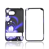 PURPLE FLOWER BLACK For HTC Thunderbolt Hard Case Cover