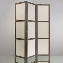 Paravent / Raumteiler / Sichtschutz 166x126cm aus echtem Pappelholz mit Baumwollbespannung (treibholz-grau)