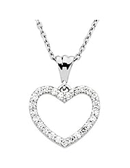 14K White Gold Diamond Heart Pendant with Chain- 0.25 Ct. -- LIFETIME WARRANTY