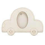 【ノーブランド 品】白ベース 木材 ピクチャーフォト フレーム 子供 手 DIY 自動車の形状