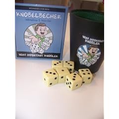 W�rfelbecher inkl. 6 W�rfel der Firma Perleberg Limited Edition verschiedene Motive mit Spr�chen Geschenkidee f�r M�nner - Spruch "Very important Knobler"