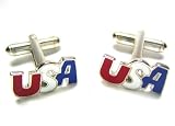 Silver USA Red White & Blue Cufflinks