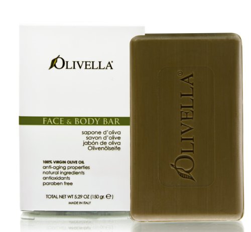 Olivella Face and Body Soap, All-Natural 100% Virgin Olive Oil from Italy, 5.29-Ounce Bars (Pack of 12)