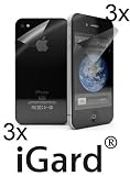 6 x Original iGard® iPhone 4 / 4S Crystal Clear Schutzfolie 3 x Vorderseite + 3 x Rückseite Displayschutzfolien TOP Marken Qualität