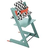 ストッケ トリップトラップ チェアセット チェア:アクアブルー ベビーセット:ラバオレンジ クッション:ブラックシェブロン 【3個口】