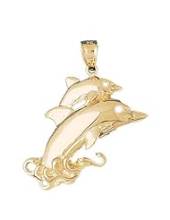 Dazzlers Solid 14 karats gold Dolphins Charm Pendant Available in three colors from jewelsberry (weights: 5.8 grams only)