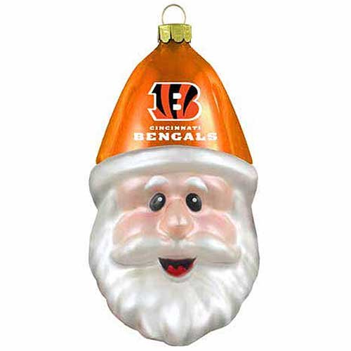 NFL Cincinnati Bengals Blown Glass Santa Cap Ornament